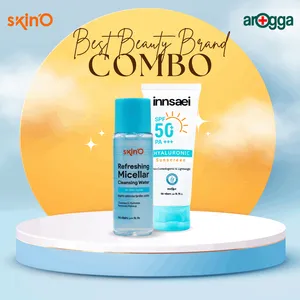 SkinO Refreshing Micellar Cleansing Water 100ml with Innsaei Hyaluronic Sunscreen 50ml Combo